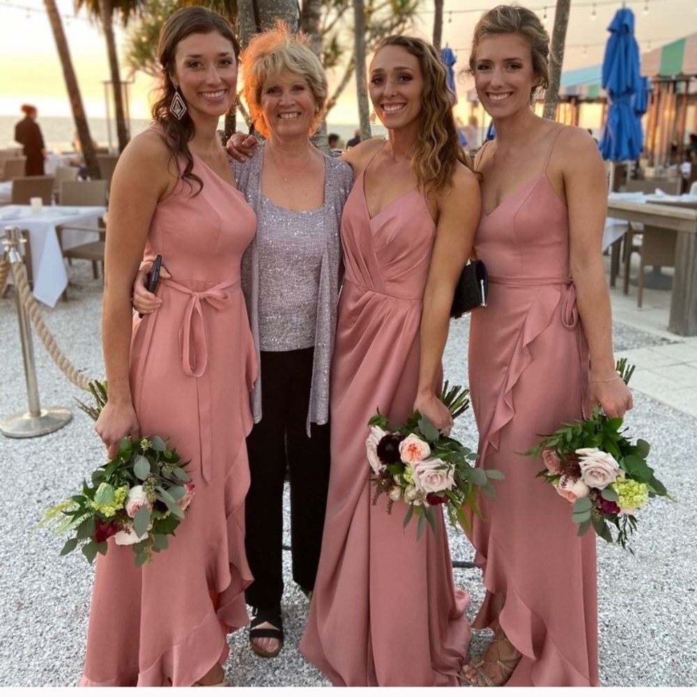 David’s bridal dress far left one shoulder